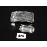 A Silver Brandy Decanter Label, Together With A Calling Card Case Etc