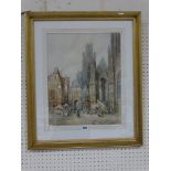 19th Century School, View Of Rouen Cathedral, Signed