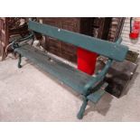 A Cast Iron Framed Tree Branch Form Timber Seated Bench, 75" Wide