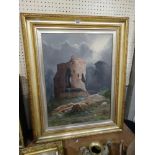 Edwardian School, Oil On Canvas, Oil View Of Dolbadarn Castle