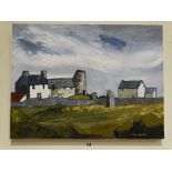 Owen Meilir, Oil On Canvas, Anglesey Rural Scene With Windmill, Signed
