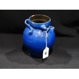 A Liberty London Blue Glazed Pottery Vase With Swirl Decorated Neck, Impressed Mark, 7" High (Rim