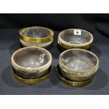 Four Antique Treen Grain Or Cereal Bowls With Brass Bands