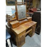 A Satinwood Finish Mirrored Dressing Chest & Marble Topped Wash Stand