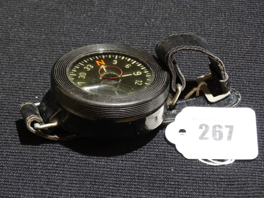 A 2nd World War German Luftwaffe Pilots Wrist Compass Ak39 Complete With Leather Strap