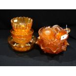 A Quantity Of Orange Carnival Glass Pieces (7)