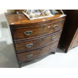 A 19th Century Mahogany Bow Front Chest Of Three Drawers