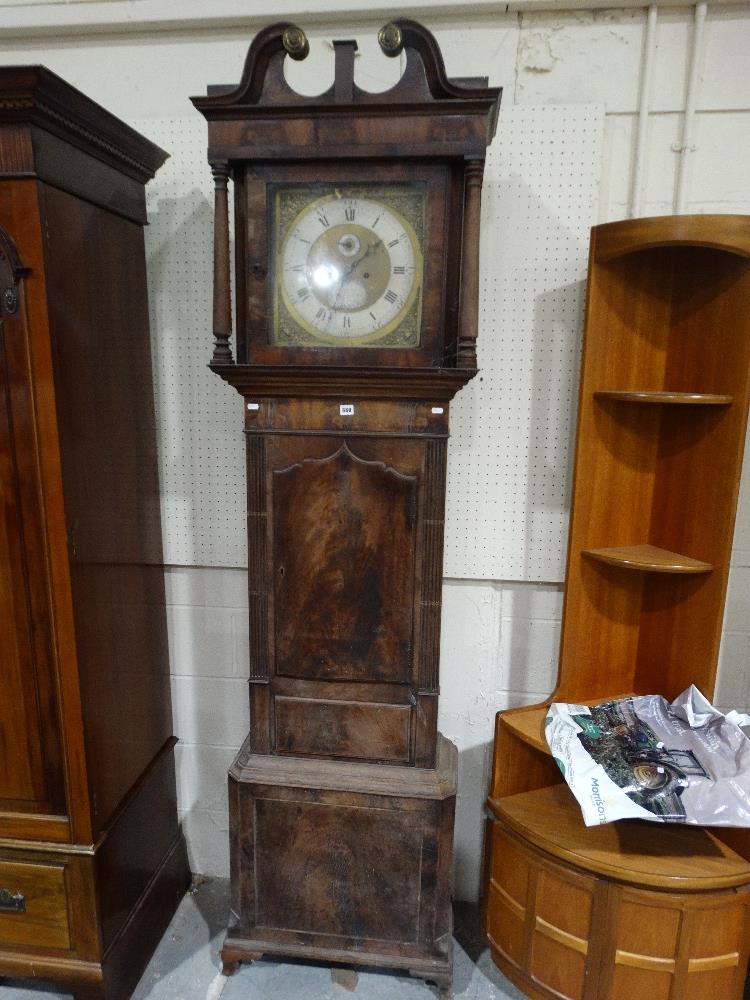 An Antique Mahogany Long Case Clock, The Square Brass & Silvered Dial With Eight Day Movement,