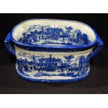 A Reproduction Blue & White Transfer Decorated Pottery Foot Bath