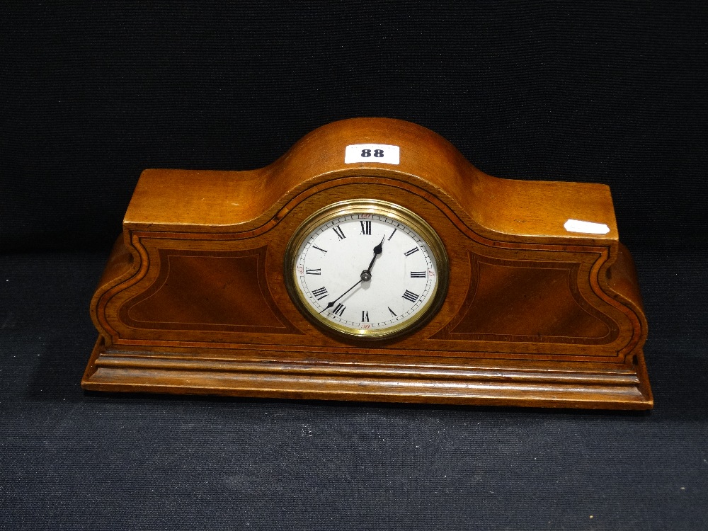 A Mahogany & Inlaid Mantel Clock With Platform Escape Movement