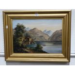 W. Millar, Oil On Canvas, Mountain & Lake Scene, Signed & Dated 1895