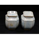 A Pair Of Martin Brothers Drip Glazed Jars & Covers, The Bodies Of Octagonal Form, Impressed Martin