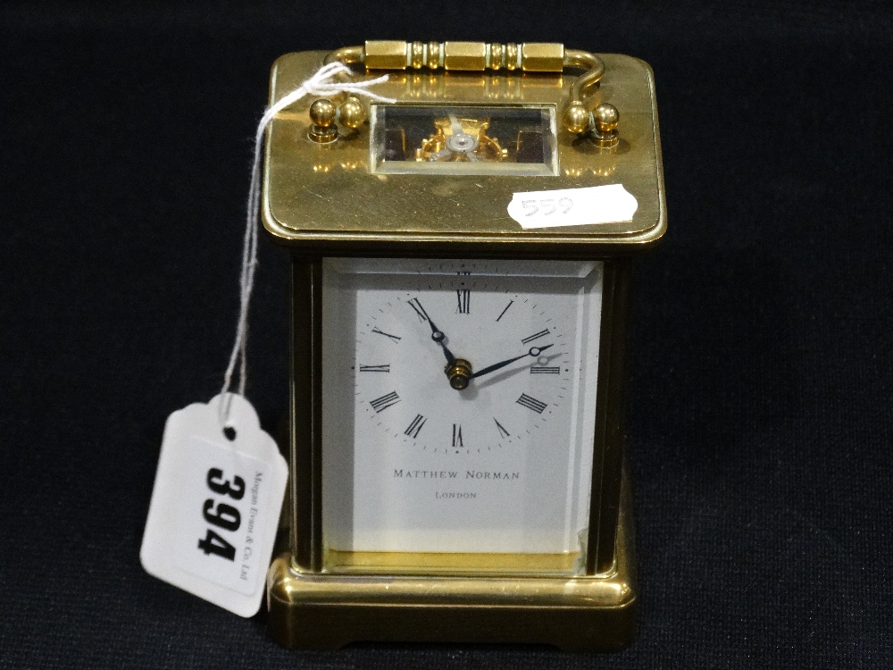 A 20th Century Brass Encased Carriage Clock, The Dial Marked Matthew Norman, London