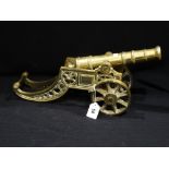 A Large Heavy Brass Ornamental Cannon