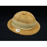 A Good Quality Leather Covered Tropical Sun Helmet