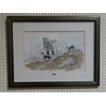 Sir Kyffin Williams, Watercolour, Study Of A Hill Farmer With Two Sheepdogs, Initialled Bottom