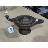 A Bronze Finish Oil Lamp