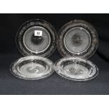 Eight Matching Circular Etched Glass Dessert Plates, 7" Dia