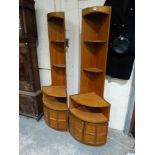 A Pair Of Mid Century Teak Standing Corner Cabinets