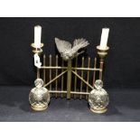 An Edwardian Period Ink Stand In The Form Of A Pair Of Gates With Bird Atop