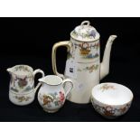 A Royal Worcester Four Piece Coffee Service With Oriental Decoration