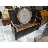 An Antique Pine Box Seat Settle, 59" Across