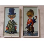 A Pair Of Mid 20th Century Oil On Canvas Caricature Childs Studies