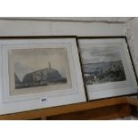 Two Antique Coloured Engraving Views Of Holyhead