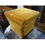 An Antique Oak Framed Upholstered Box Stool