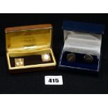 Two Pairs Of Cased Cufflinks, One Silver