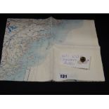 A British SAS Silk Escape Map, Russia Cold War Period, Together With A World War 2 Collar Stud