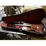 A Cased Violin With Stradivarius Paper Label