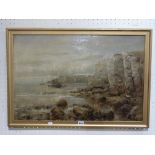 H. Pollit, Oil On Canvas, Coastal Low Tide View With Boats & Figures, Signed