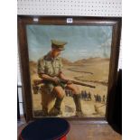 An Oil Painting Signed G. Pearson Depicting A British Soldier Guarding Prisoners In North Africa