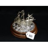 A Limited Edition Silver Model Of The Golden Hind