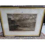 Percy H. Martindale, Uncoloured Engraving Costal Scene With Rough Seas, Signed In Pencil &
