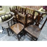 Seven Various Antique Oak Farmhouse & Other Chairs