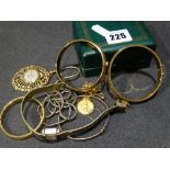 Two Rolled Gold Bangles, Together With A Quantity Of Mixed Watches & Chains (Some Gold)