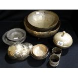 A Quantity Of North African White Metal Or Low Grade Silver Dishes & Bowls