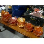 A Quantity Of Carnival Glass Dishes & Jugs