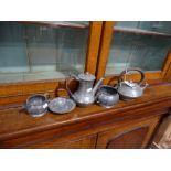 Five Pieces Of Arts & Craft Period Pewter, To Include A Small Bowl By Hugh Wallis