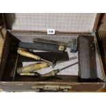 A Small Travel Case Containing A Quantity Of Vintage Carpentry Tools
