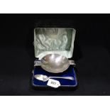 A Boxed Silver Quaich & Spoon