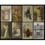 Selection of Real Photo Tennis Postcards depicting female Tennis players or females with rackets