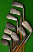 10x assorted golfing irons - Caddie brand mashie; Spalding deep face mashie; Warrior mark niblick;