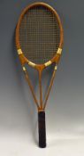 Scarce c.1935/6 Hazell's Streamline 'Green Star' Tennis Racket the original outer spar design,