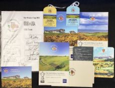 Rare 2011 Walker Cup Golf Programme and autographed USA Team sheet & ephemera - played at Royal