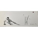 David Byrne Signed 'So near but yet so far' Cricket Print limited edition 99/250 framed measures