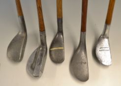 5x interesting and various style alloy putters - Spalding Youds Patent mallet head with lead face