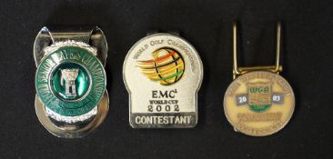 3x US Golf Tournament Contestant money clips - 2002 World Golf Championship World Cup Contestant,